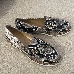 Snake print loafers
